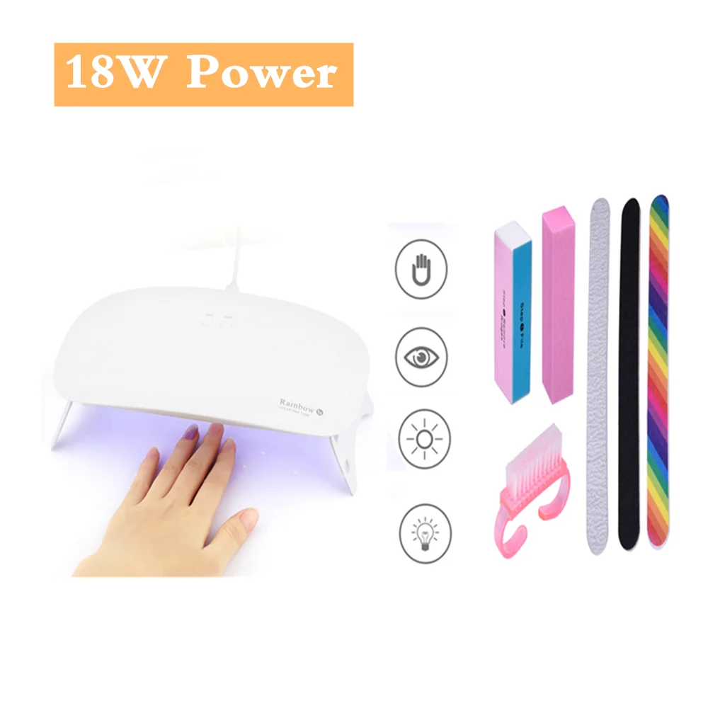 1 Set 18W УФ светодиодный светильник для лак для ногтей сушилка для маникюра(гель-Маникюр), лампа для сушки лампы гель Лаки бетонополивочная машина Smart сроки ногтей, для маникюра - Цвет: 1 Set 18W
