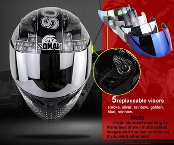 

Full Face Motorbike Helmets Soman SM960 ECE Approval Double Lens Highway Riding Motorcycle Helmet casco moto+Multi Visor
