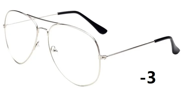 1-1,5-2-2,5-3-3,5-4-4,5 Ретро металлическая большая оправа Очки для близорукости очки для женщин и мужчин классические очки - Цвет оправы: Silver -3