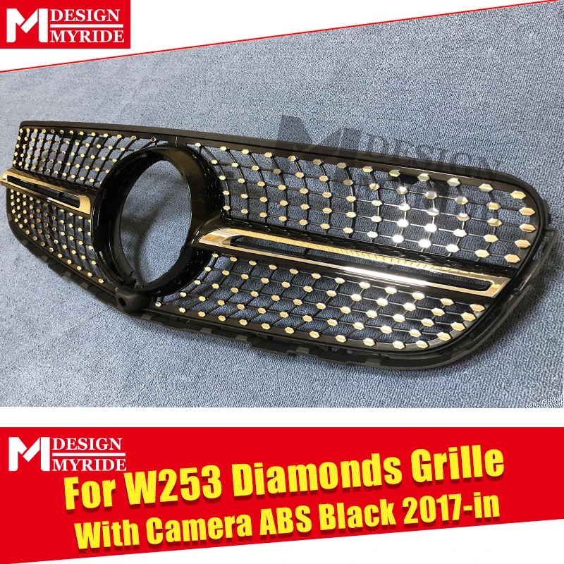 X253 W253 C253 GLC Sports Diamonds Front Grille Grill ABS Black With Camera GLC200 250 300 350 Look grills Without sign-in