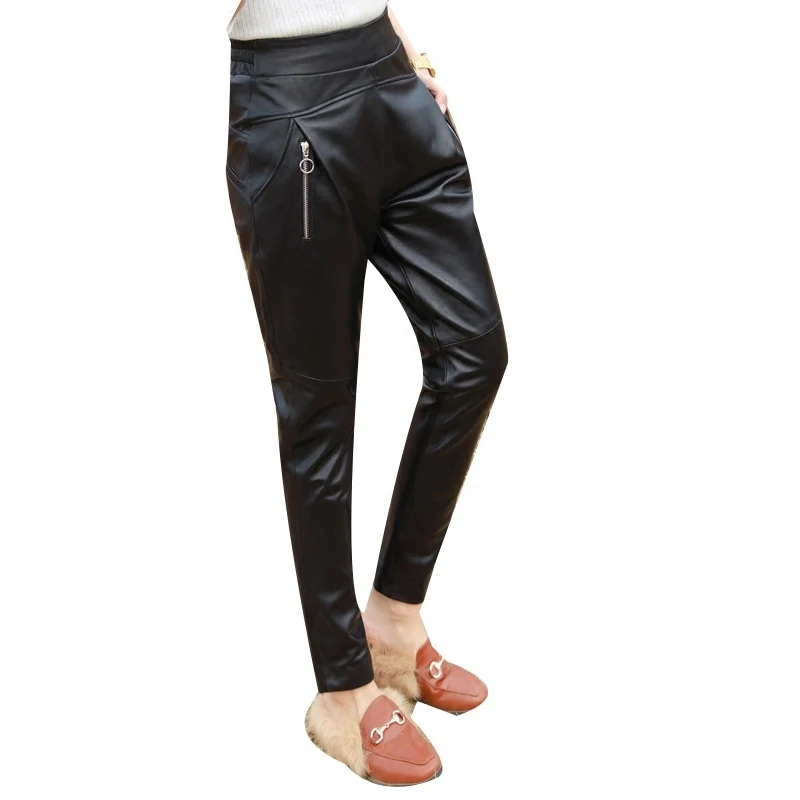 Schapenvacht Broek Vrouwen Voorjaar 2020 Losse Lederen Kantoor Broek Plus Size 4XL Top Kwaliteit Street Style Hip Hop Harem broek Schapenvacht Broek Vrouwen Voorjaar 2020 Losse Lederen Kantoor Broek Plus Size 4XL Top Kwaliteit Street Style Hip Hop Harem broek