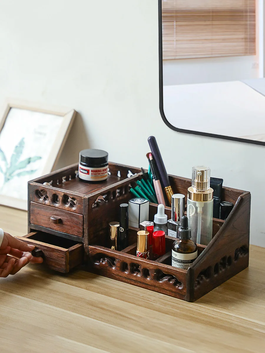 

Деревянный Настольный стеллаж для хранения косметики zq