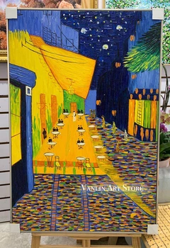 

Hotsale 60X90CM Canvas In stock Handmade VanGogh Cafe Terrace at Night for Living Room bedroom Hand painted Wall Decor