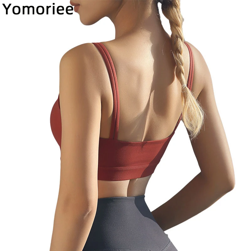 

Running Women Yoga Bra Gym Sport Workout Training Stretchy Sexy Quick Dry Push-up Crop Adjustable Top Backless Halter Yomoriee