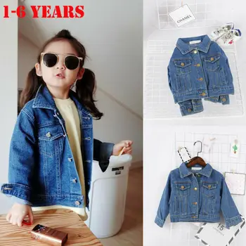 

Brand New Toddler Infant Children Kids Girls Denim Jean Fall Jacket Button Coat Outwear Tops Spring Autumn Clothes 1-6Y