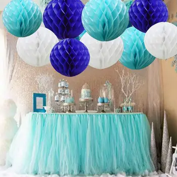 

metable 12 Pack Tissue Paper Honeycomb Balls, Poms Birthday Baby Shower Wedding Decorations (Balls-Blue Shade)