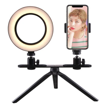 

Selfie Ring Light with Tripod Stand & Cell Phone Holder for Live Stream/Makeup Mini Desktop Led Camera Ring Light for YouTube Vi