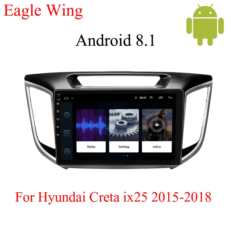 Android 8,1 Автомобильный мультимедийный радио плеер для hyundai Creta ix25 с автомобильным dvd навигацией Видео Аудио плеер Bluetooth карта
