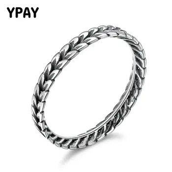

YPAY Vintage Stackable Rings Bague Fine Jewelry 100% Real 925 Sterling Silver Wheat Shape Arrow Finger Ring for Women YMR180