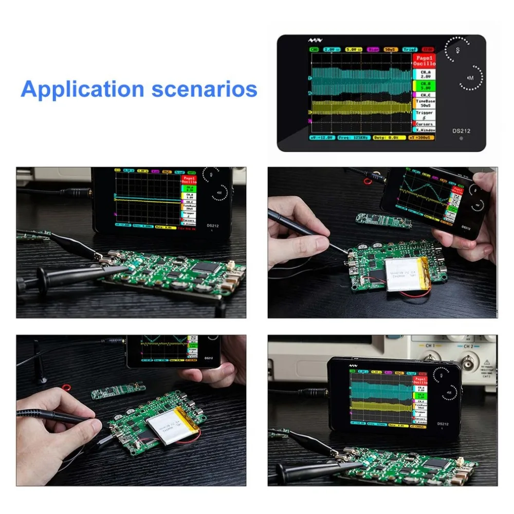 DS212 Портативный USB цифровой осциллограф Мини DSO Scope Meter 2-CH 1 МГц Карманный автомобильный Scopemeter набор