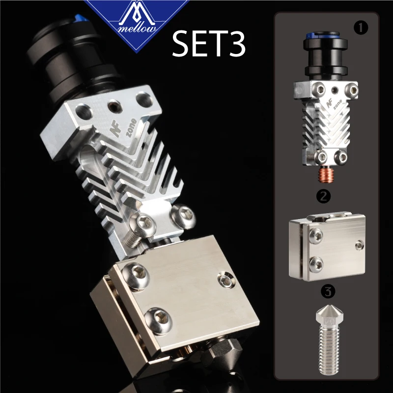 Hotend com Ventilador de Refrigeração para Bowden Mellow Impressora Zona-vulcão Aquecedor Bloco Kit E3d v6 J-head Extrusora Vulcão Bico 3d nf - Imagem 5