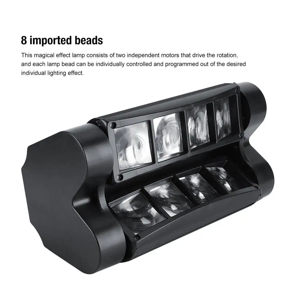 

2pcs LED RGBW 8x3W Head Moving Stage Beam Light DMX512 Disco Party Effect Lights US Plug 110V