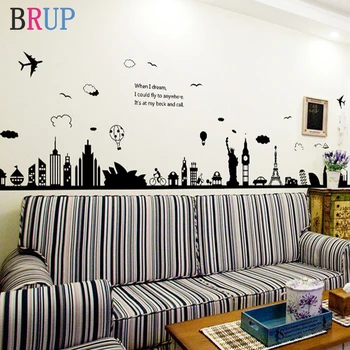 

263*50cm Creative Sydney Greek City Wall Stickers Large Building Home Decor Modern Transportation Room Decoration DIY Art Mural