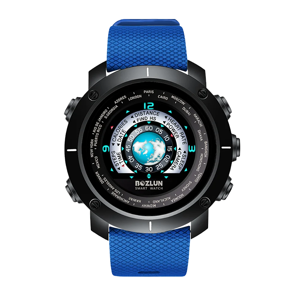Black blue Bluetooth Sports Smart Digital Watch Men Heart Rate Blood Pressure monitor Smart Bracelet waterproof fitness tracker W30 - Цвет: Black blue