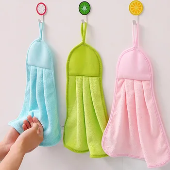 

T Kitchen Hangable Coral Velvet Hand Towel Ultra-strength Water-Absorbing Not Shed Oil-free Cleaning cloth Dishcloth