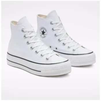 Converse Chuck Taylor All Star-zapatillas de deporte de tacón bajo para mujer, zapatos informales de moda, alta limpieza, color negro