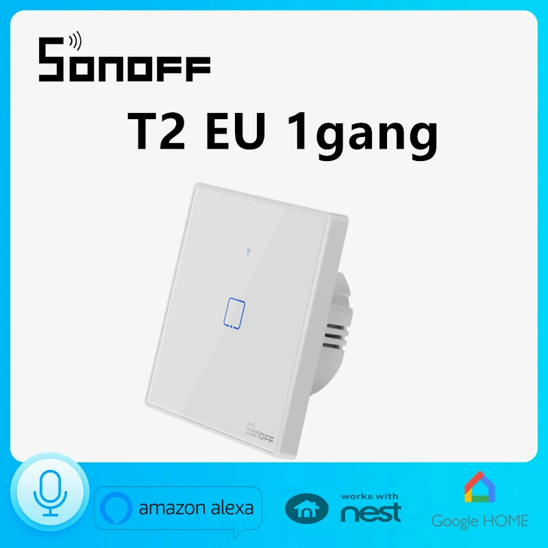 Настенный выключатель света Sonoff T2EU1C 1 клавиша Wi Fi RF/APP/сенсорная панель с таймером