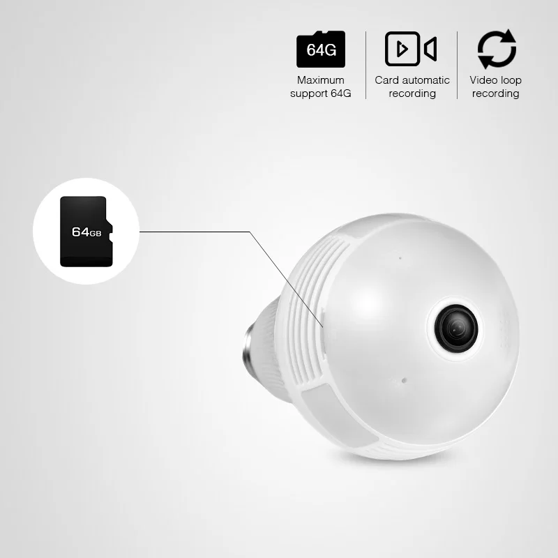KERUI 960P Беспроводная лампа рыбий глаз 360 панорамная WIfi ip камера светодиодный