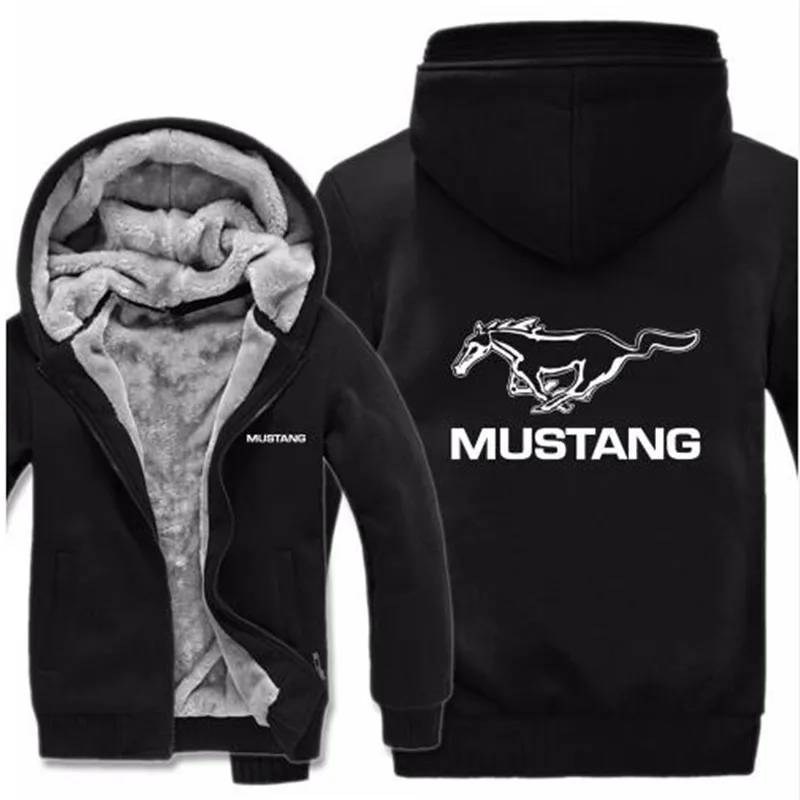 Ford Mustang Hoodies Jacket Winter Mans Unisex Casual Wool Liner Fleece Man Coat Mustang 50 Years Sweatshirts Pullover