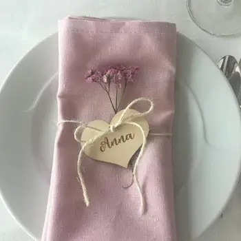 

Heart Custom Wood Laser cut guest names Place setting Personalized wood signs Table wedding plate name place cards Calligraphy t