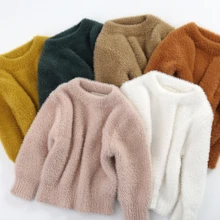 Свитера для девочек удобное теплое пальто для малышей возрастом от 1 года до 3 лет зимняя одежда новая стильная куртка-свитер с имитацией норки детские свитера