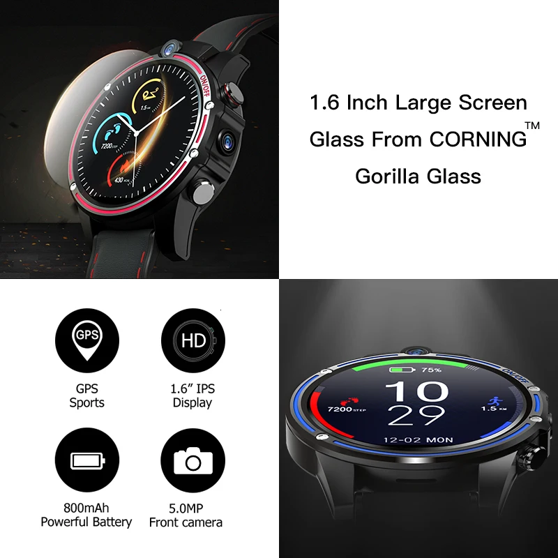 KOSPET Vision Smart Watch Dual Camera GPS Sport Android SmartWatch 800mAh Bluetooth Smartwatch Men For IOS Android Akıllı Saat