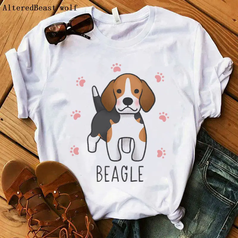 Sushi beagle, Женская забавная Милая модная футболка, Женская Повседневная футболка с принтом, модная футболка с коротким рукавом, летняя женская футболка с рисунком Харадзюку - Цвет: as picture