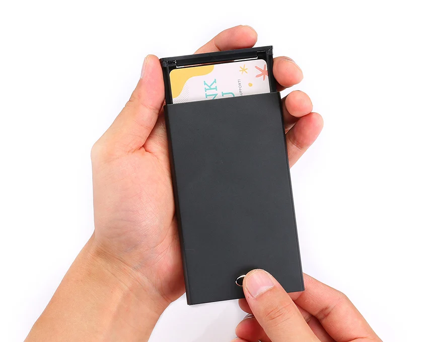 VM Мода поцелуй RFID унисекс тонкая металлическая кредитница, футляр автоматический всплывающий визитница минимализм держатель для путешествий Новинка