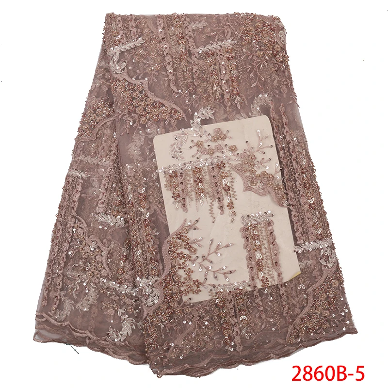 

High Quality French Handmade Beaded Lace 2019 Latest African Tulle Pearl Lace with Sequins for Aso ebi AMY2860B-1