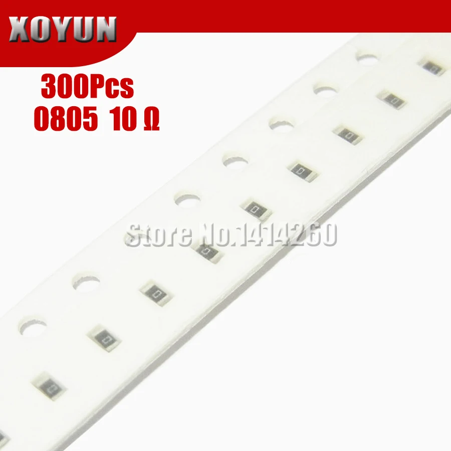 300 шт. 0805 SMD резистор 1% 10 Ом 1/8 Вт 10R | Электронные компоненты и принадлежности