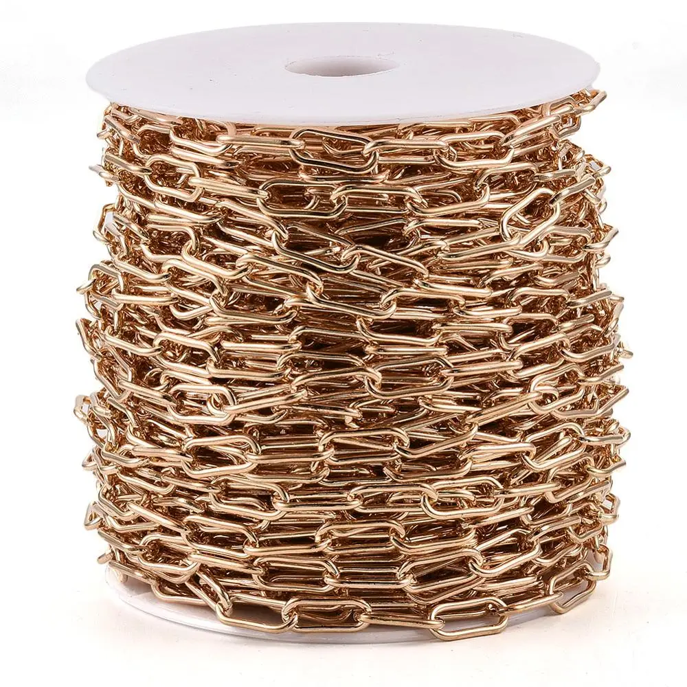 

25m/roll Soldered Iron Paperclip Chains Drawn Elongated Cable Chain Links For Handmade Bracelet Necklace Jewelry Making Material