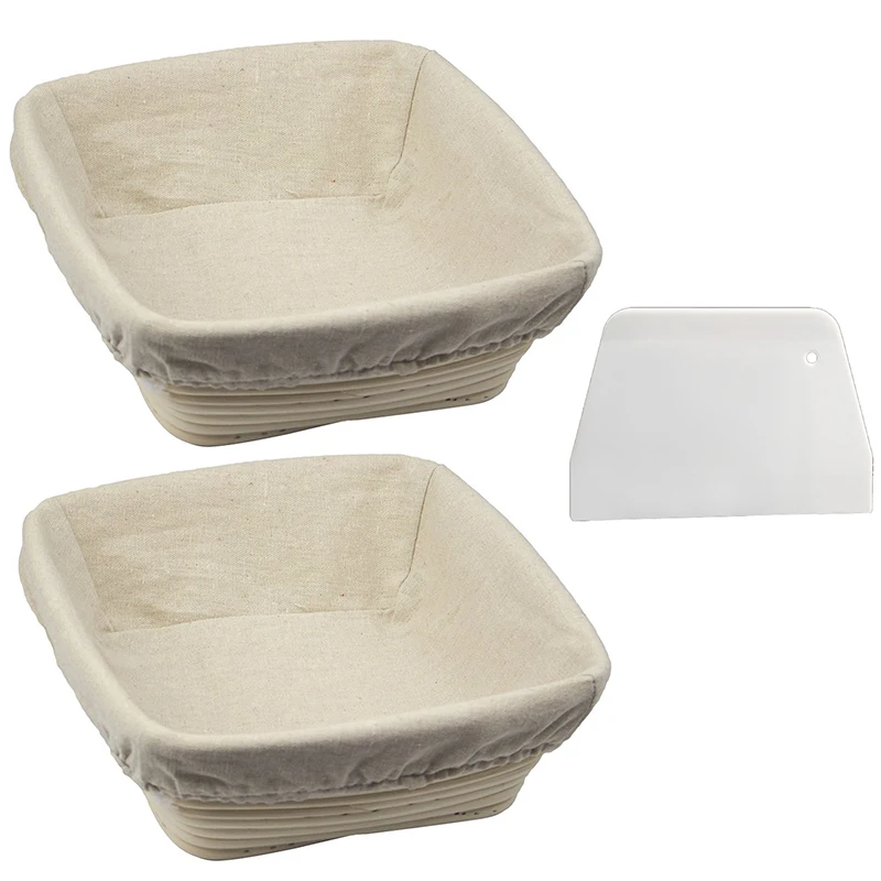 2 упаковки 10 дюймов квадратная корзина для хлеба брожения + 1 упаковка пластиковый