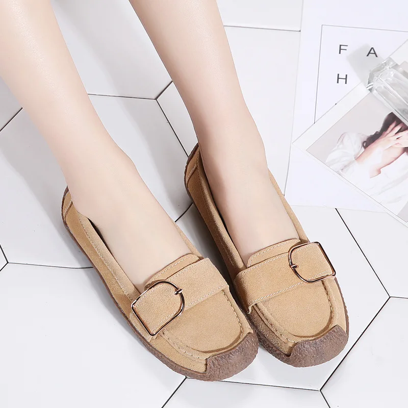

Export Large Size Women's Korean-style Versatile Flat Genuine Leather Soft Bottom Casual Shoes Pregnant Mother Fashion Anti-slip