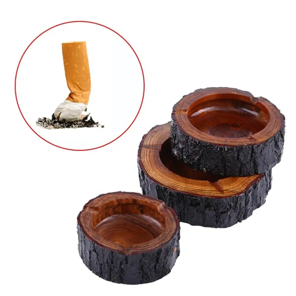 

Creative Wooden Round Ashtray for Home Ash Tray Portable Anti-scalding Cigarette Holder Smoking Ashtrays Home Office Decor