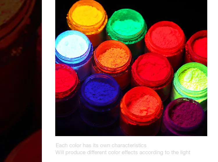12 цветов люминесцентный порошок Лазерная Фольга для маникюра украшения люминесцентные блеск свечение на ногтях, УФ-гель для ногтей, дизайнерский костюм с принтом