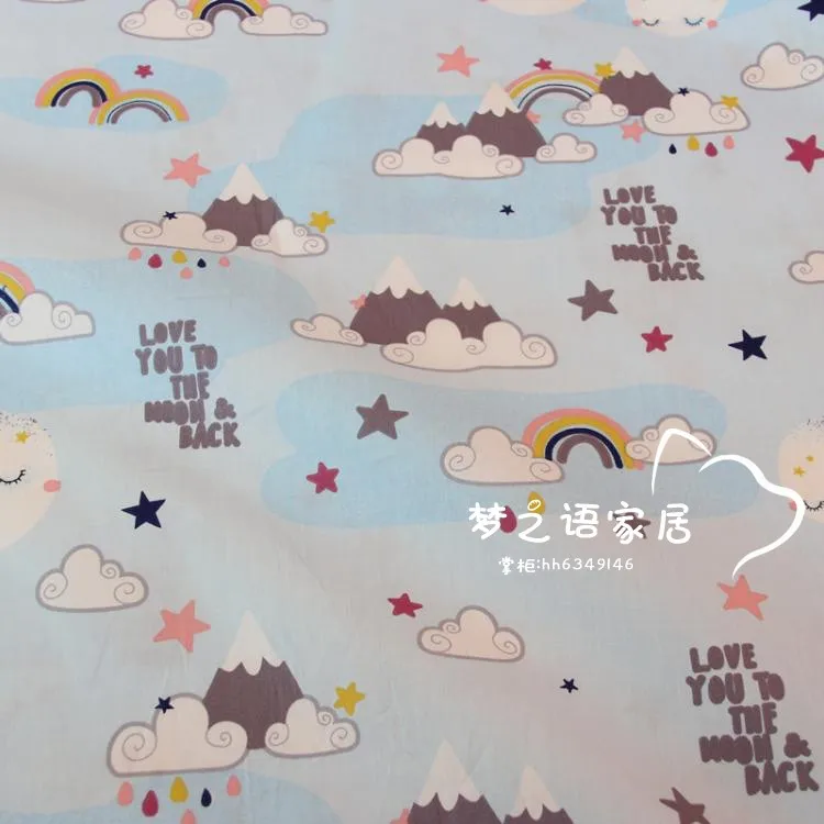 160cm*50cm Cloud MOON cotton fabric DIY bedding quilting apparel dress patchwork fabric kids handwork curtain decor cloth