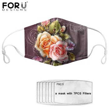 

FORUDESIGNS New Arrival Face Mouth Mask Black Red Rose Printed Elastic Soft Unisex Muffle Mask Mascarilla Free Shipping 2020