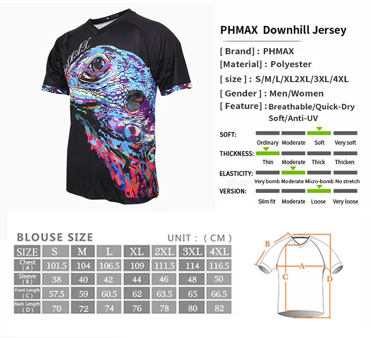 PHMAX, короткий рукав, Майки для велоспорта, дышащие, MTB, горные майки, быстросохнущие, для мотокросса, Джерси, для гонок, велосипеда, DH, рубашка, одежда