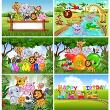

SHENGYONGBAO Children Kids Baby Birthday Backdrops Cartoon Animals Zoo Photography Backgrounds For Photo Studio 20107YSU-01
