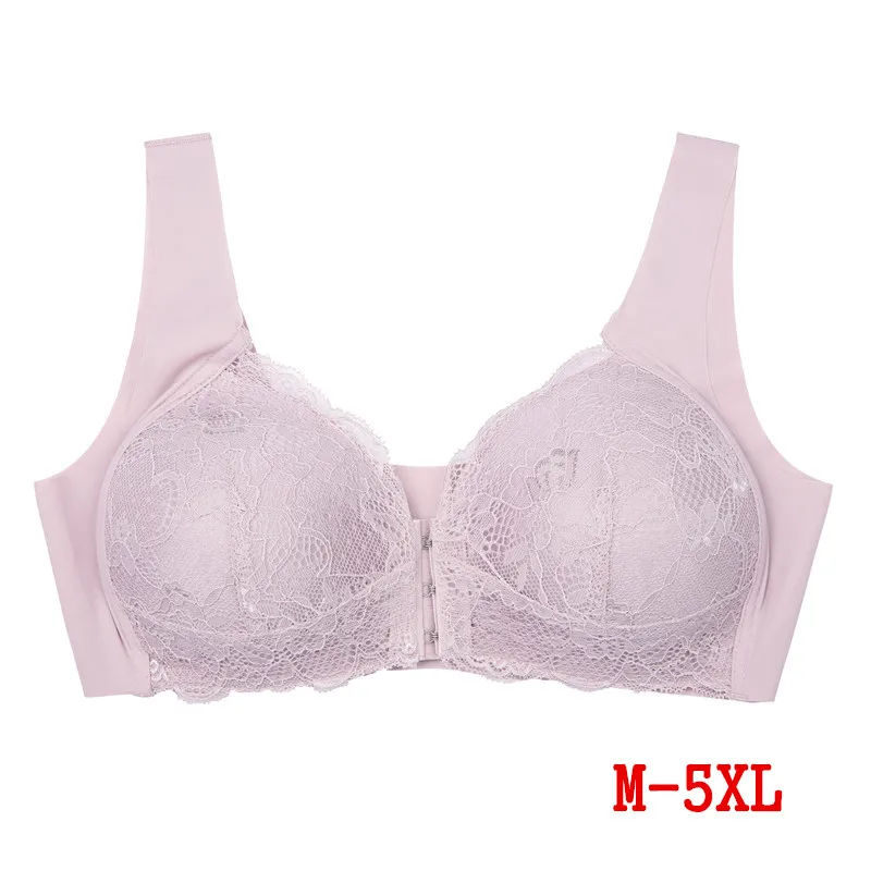 

M-5XL Plus Size Women's Bras Lace Push Up Wireless BH Women Breathable Comfortable Underwear Front Closure soutien-gorge