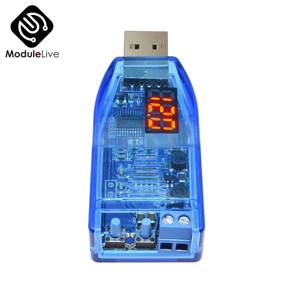 Adjustable 5 В до 3,3 В 9 в 12 В 24 В Регулируемый USB понижающий модуль питания красный зеленый Дисплей Напряжение Вольт вверх кнопка
