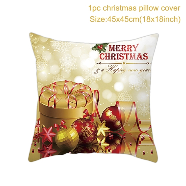 Cushion Cover Merry Christmas Decorations for Home 2021 Christmas Ornament Navidad Noel Xmas Gifts Happy New Year 2022