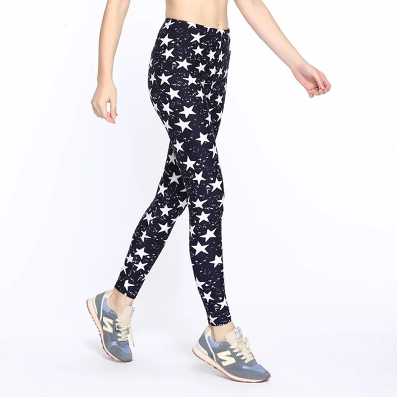 ARDLTME-Leggings informales con estampado de estrellas para mujer, pantalones de cintura alta, elásticos, ajustados, de talla grande, 2021