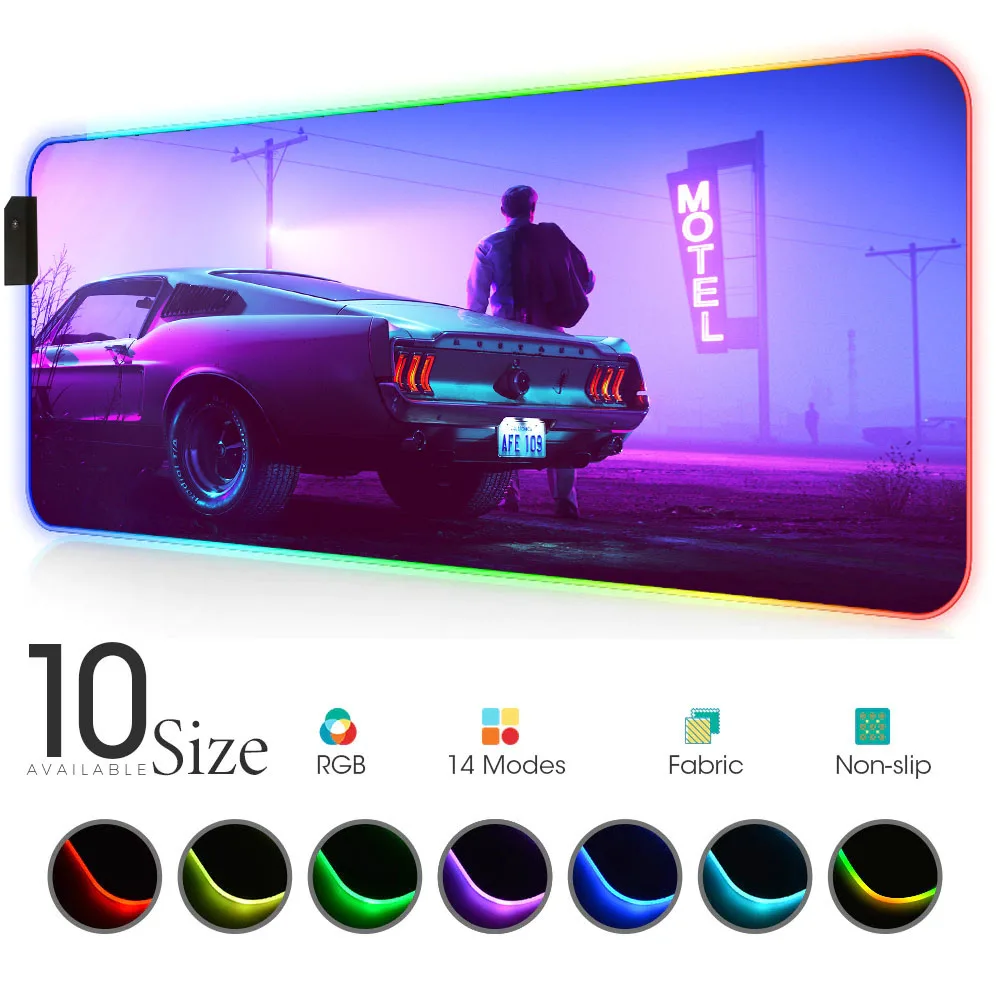 

Car Neon Lights Rgb Rug Mouse Pad Led Pad Sports Car with Backlit Keyboard Pad Supercar Pc Gamer Complete Mat Deco Gaming Deck