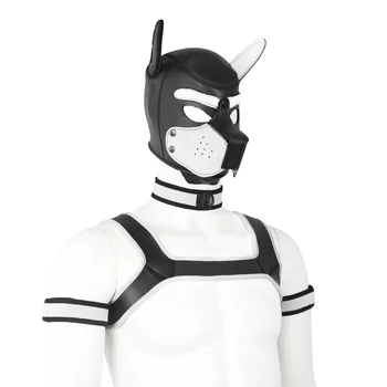 Dog Bondage Set With Restraints Hood Chest Belt Collar Arm Band For Pup Role Play Adults Game Fantasy Harness Club Costumes Prop 1