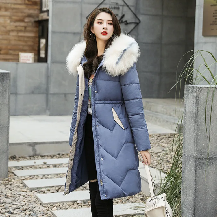 

Loose-Fit Photo Shoot 2019 New Style Autumn & Winter Down Jacket Women's Mid-length Large Size Loose-Fit Slimming Cotton Overcoa