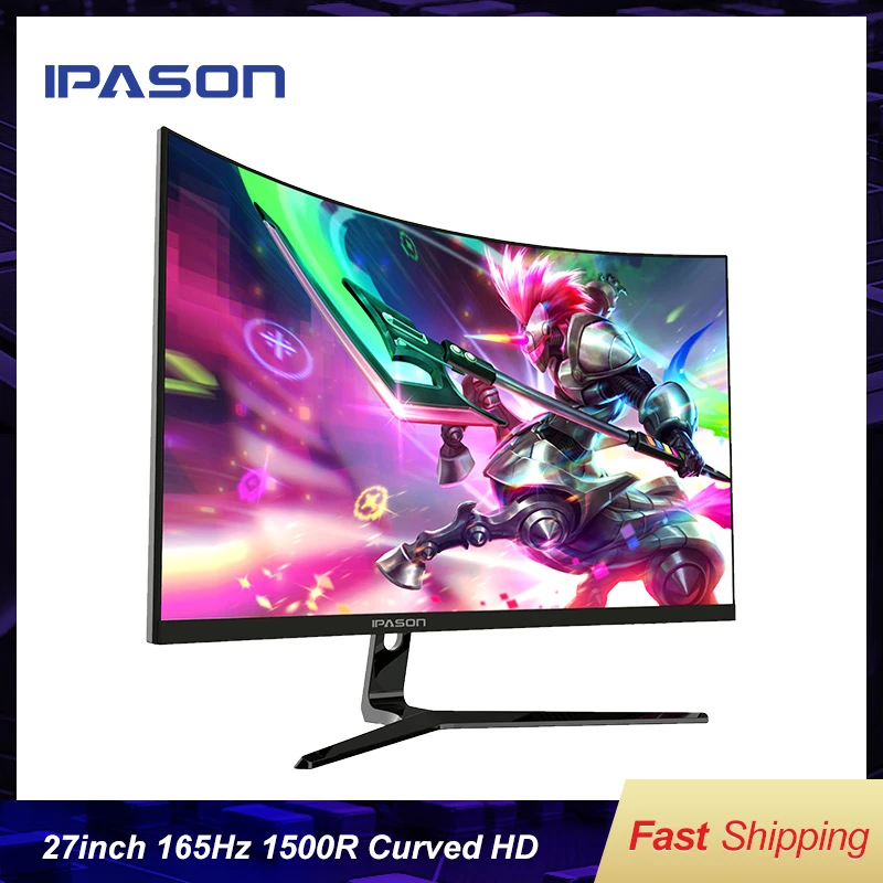 Ipasonゲームモニターgr272 1500r湾曲した27インチ19 1080 165 60hzの高リフレッシュレートデスクトップadeptive 同期デスクトップコンピュータ Lcd Monitors Aliexpress