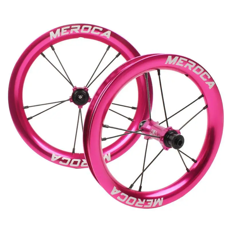 Rose Red MEROCA скользящий комплект велосипедных колес 12 дюймов колесная установка K велосипед S балансный велосипед модификация высокий обод круг 2 подшипника Palin колеса - Цвет: Rose Red