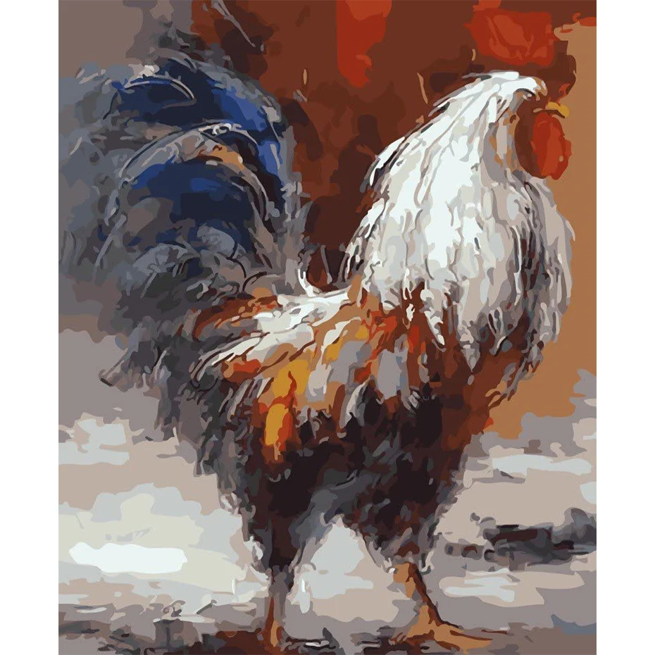 

AMTMBS Animal Chicken Kits Acrylic Paint Oil Painting By Numbers Unique Gift Draw On Canvas Home Wall Art Decoration