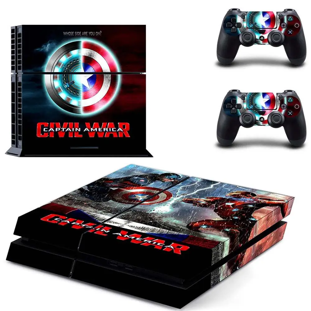 GYTM0398 Наклейка для PS4 Капитан Америка: Civil War PS 4 стикер игровая станция 4 наклейки pegatinas для консоли playstation 4 и 2 контроллера - Цвет: GYTM0398